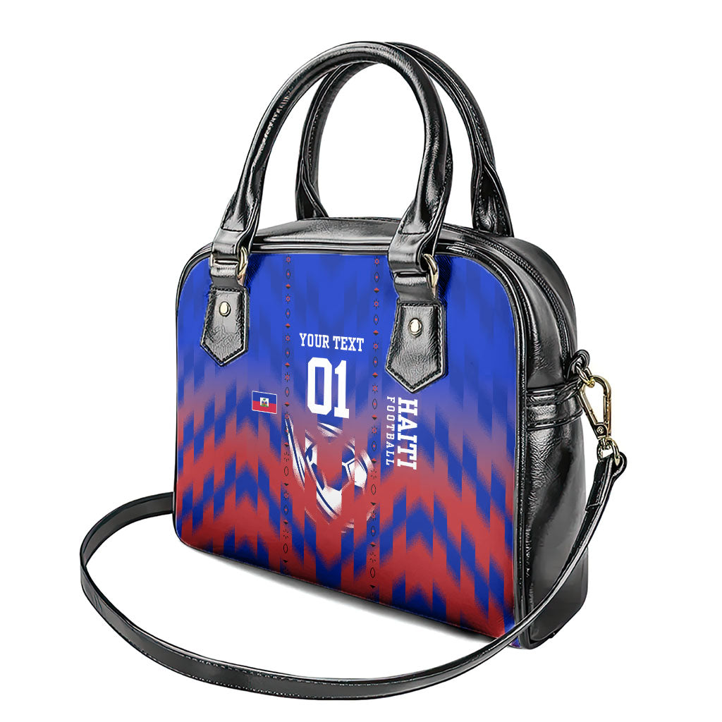 Personalized Haiti Football Shoulder Handbag Brush Stroke Soccer Graphic Flag Colors