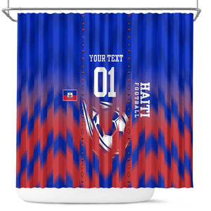 Personalized Haiti Football Shower Curtain Brush Stroke Soccer Graphic Flag Colors