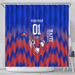Personalized Haiti Football Shower Curtain Brush Stroke Soccer Graphic Flag Colors