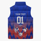 Personalized Haiti Football Sleeveless Puffer Jacket Brush Stroke Soccer Graphic Flag Colors