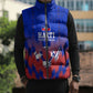 Personalized Haiti Football Sleeveless Puffer Jacket Brush Stroke Soccer Graphic Flag Colors