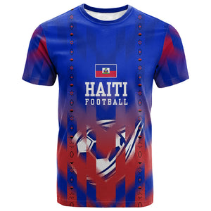Personalized Haiti Football T shirt Brush Stroke Soccer Graphic Flag Colors
