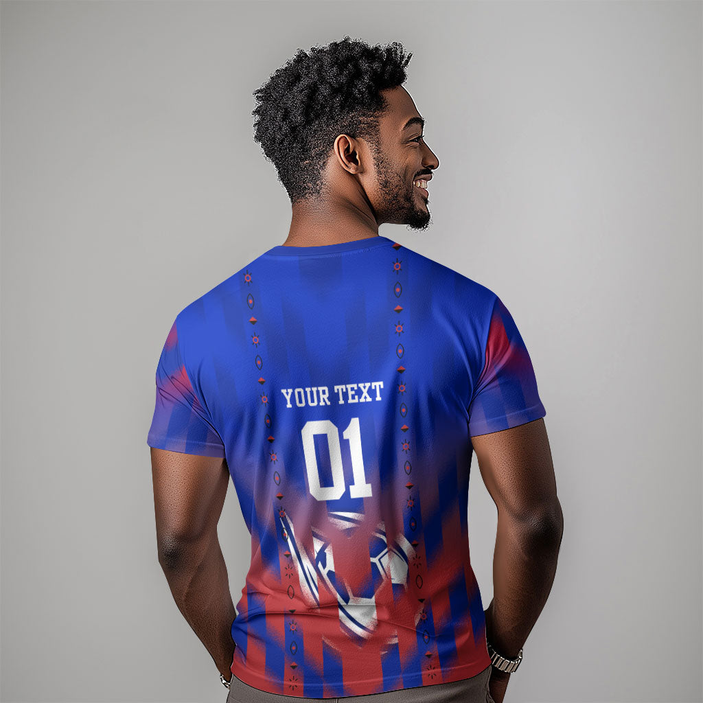 Personalized Haiti Football T shirt Brush Stroke Soccer Graphic Flag Colors
