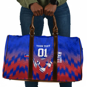 Personalized Haiti Football Travel Bag Brush Stroke Soccer Graphic Flag Colors