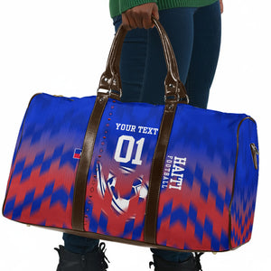 Personalized Haiti Football Travel Bag Brush Stroke Soccer Graphic Flag Colors