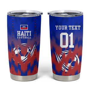 Personalized Haiti Football Tumbler Cup Brush Stroke Soccer Graphic Flag Colors