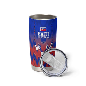 Personalized Haiti Football Tumbler Cup Brush Stroke Soccer Graphic Flag Colors