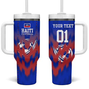 Personalized Haiti Football Tumbler With Handle Brush Stroke Soccer Graphic Flag Colors