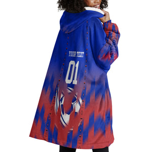 Personalized Haiti Football Wearable Blanket Hoodie Brush Stroke Soccer Graphic Flag Colors