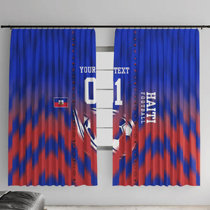 Personalized Haiti Football Window Curtain Brush Stroke Soccer Graphic Flag Colors