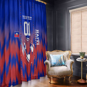 Personalized Haiti Football Window Curtain Brush Stroke Soccer Graphic Flag Colors