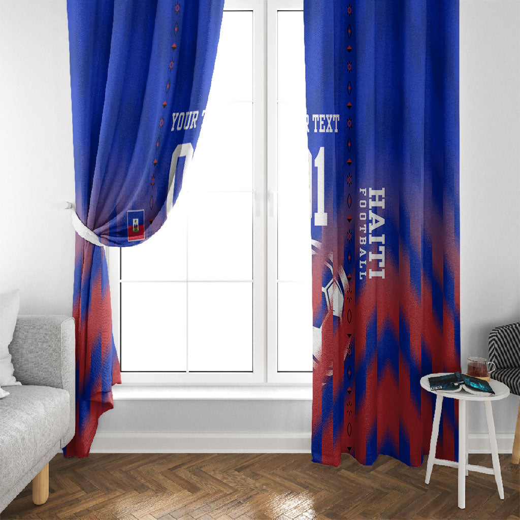 Personalized Haiti Football Window Curtain Brush Stroke Soccer Graphic Flag Colors