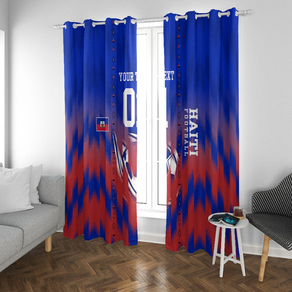 Personalized Haiti Football Window Curtain Brush Stroke Soccer Graphic Flag Colors