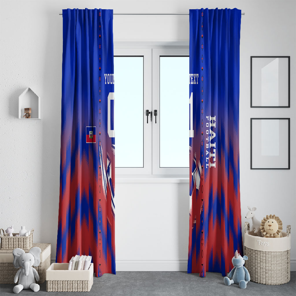 Personalized Haiti Football Window Curtain Brush Stroke Soccer Graphic Flag Colors