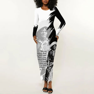 Nat Love Long Sleeve Bodycon Dress Deadwood Dick Legendary Black Cowboy - Famous Outlaw Quote