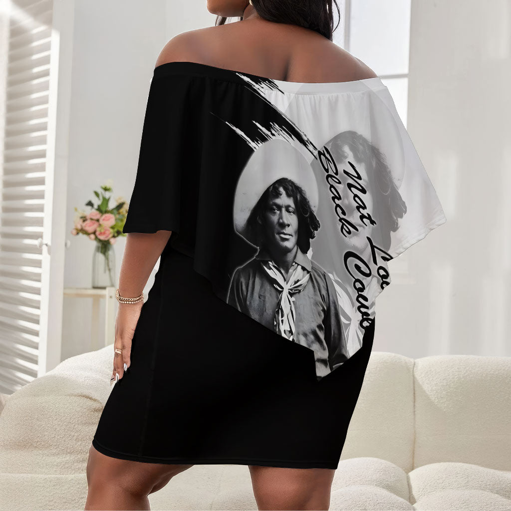 Nat Love Off Shoulder Short Dress Deadwood Dick Legendary Black Cowboy - Famous Outlaw Quote