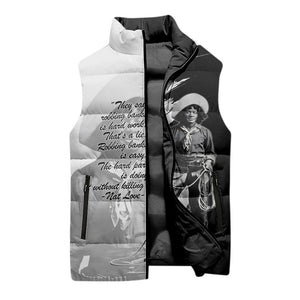 Nat Love Sleeveless Puffer Jacket Deadwood Dick Legendary Black Cowboy - Famous Outlaw Quote