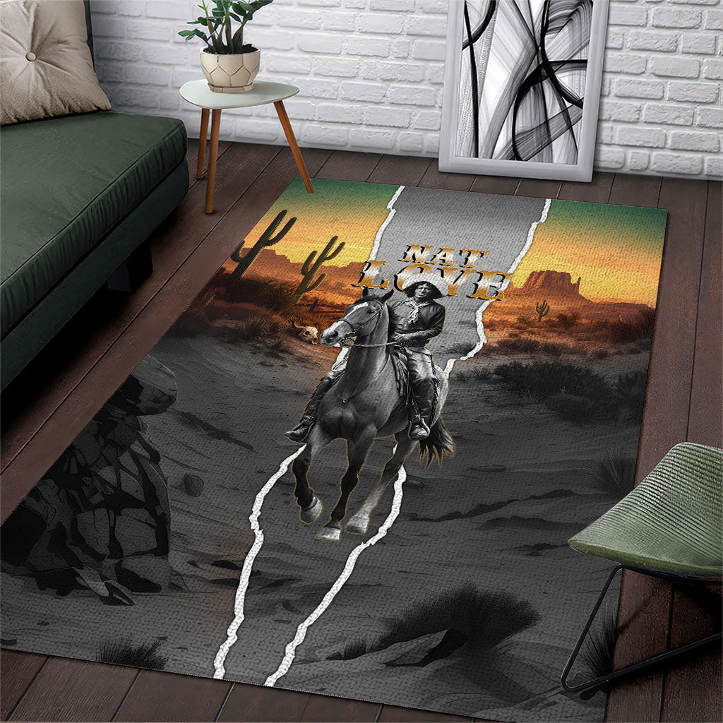 Nat Love Deadwood Dick Legendary Black Cowboy Area Rug Western Frontier Style With Native Southwest Pattern