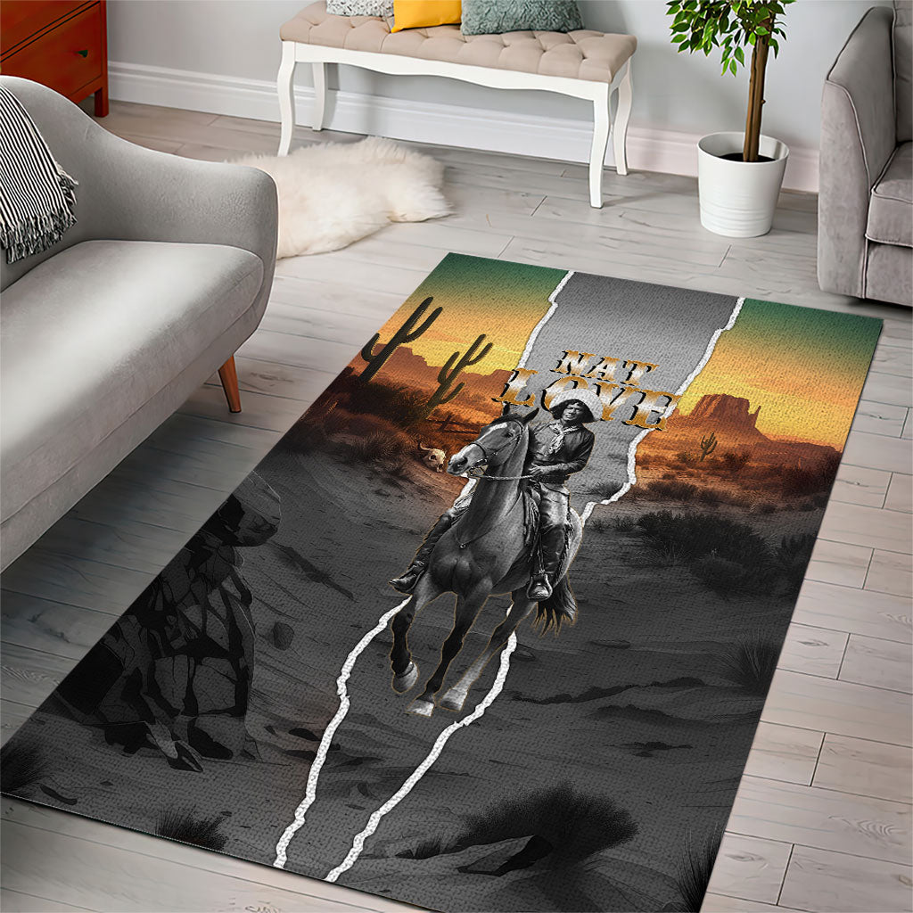 Nat Love Deadwood Dick Legendary Black Cowboy Area Rug Western Frontier Style With Native Southwest Pattern