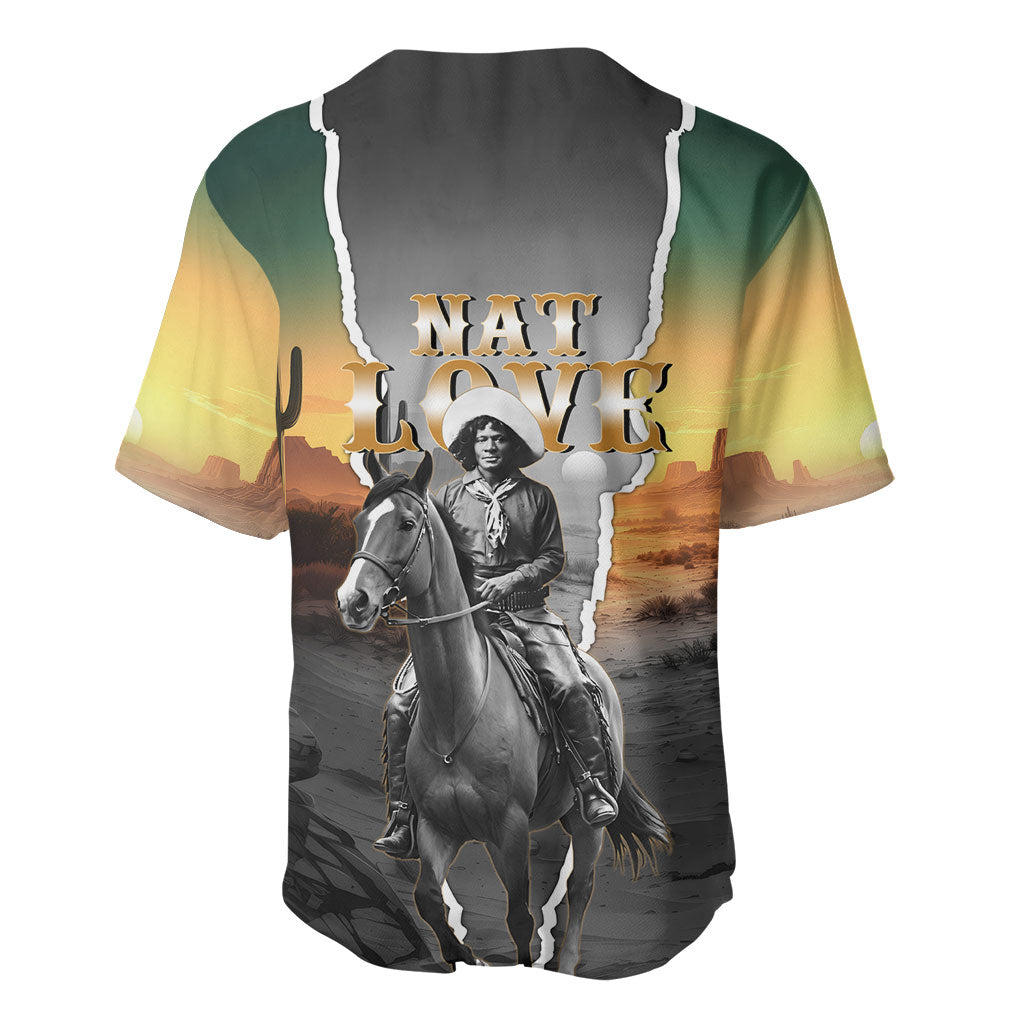 Nat Love Deadwood Dick Legendary Black Cowboy Baseball Jersey Western Frontier Style With Native Southwest Pattern