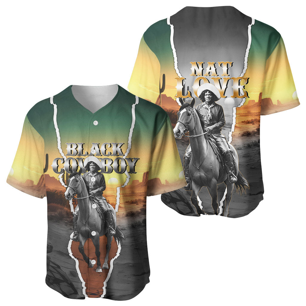 Nat Love Deadwood Dick Legendary Black Cowboy Baseball Jersey Western Frontier Style With Native Southwest Pattern