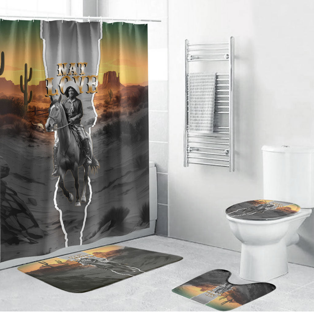 Nat Love Deadwood Dick Legendary Black Cowboy Bathroom Set Western Frontier Style With Native Southwest Pattern