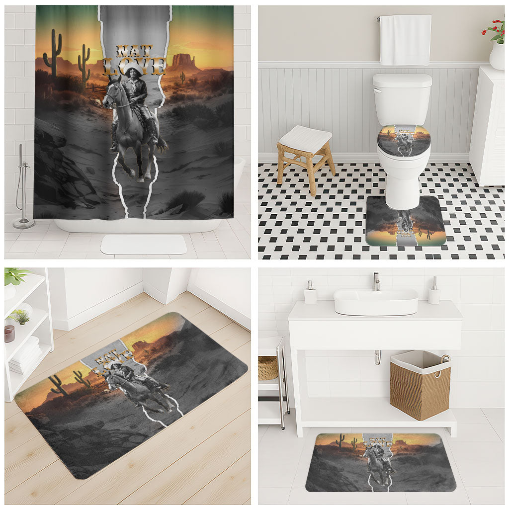 Nat Love Deadwood Dick Legendary Black Cowboy Bathroom Set Western Frontier Style With Native Southwest Pattern