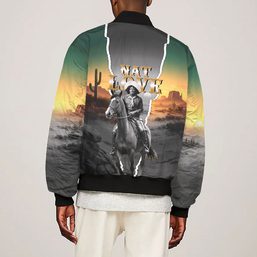 Nat Love Deadwood Dick Legendary Black Cowboy Bomber Jacket Western Frontier Style With Native Southwest Pattern