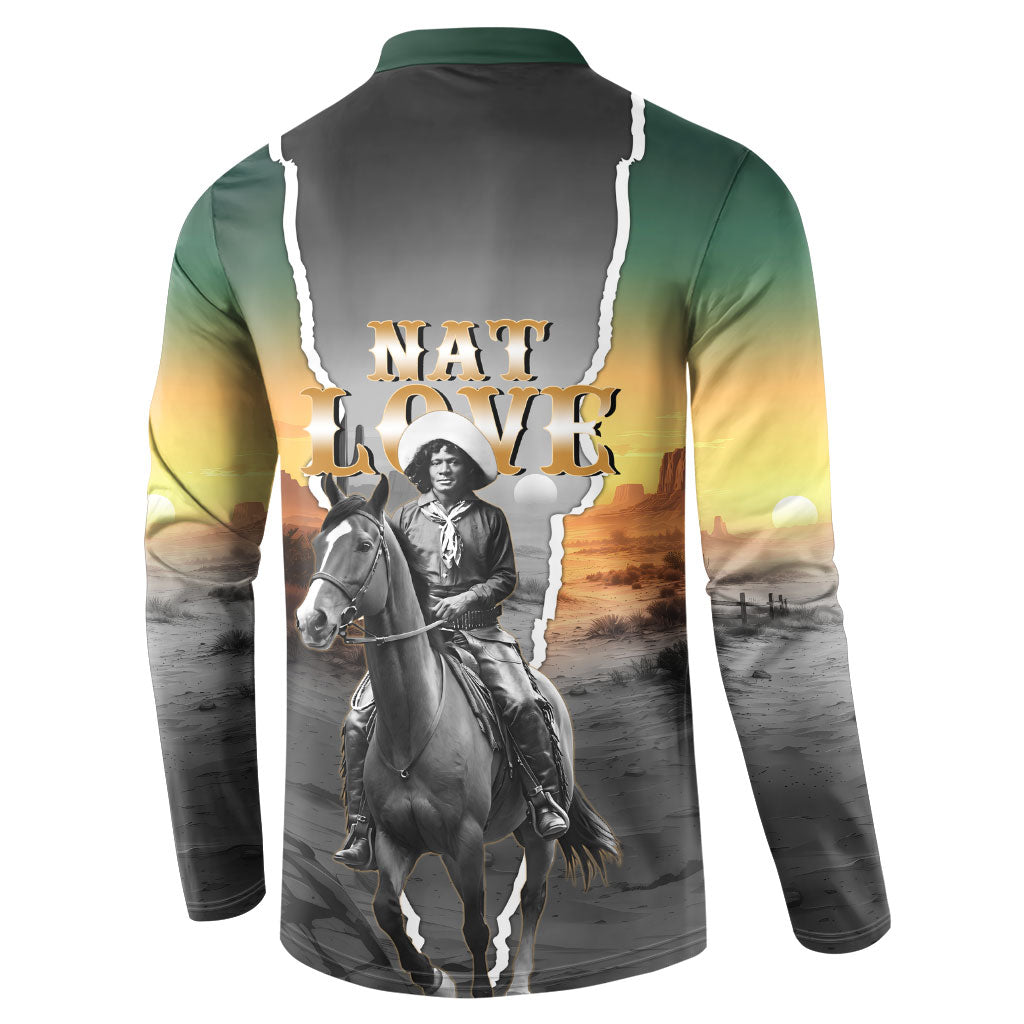 Nat Love Deadwood Dick Legendary Black Cowboy Button Sweatshirt Western Frontier Style With Native Southwest Pattern