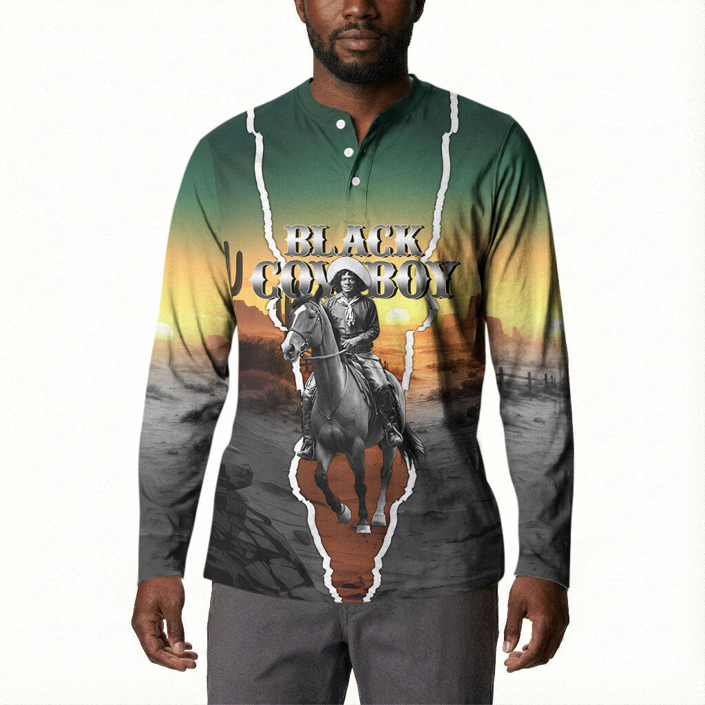 Nat Love Deadwood Dick Legendary Black Cowboy Button Sweatshirt Western Frontier Style With Native Southwest Pattern