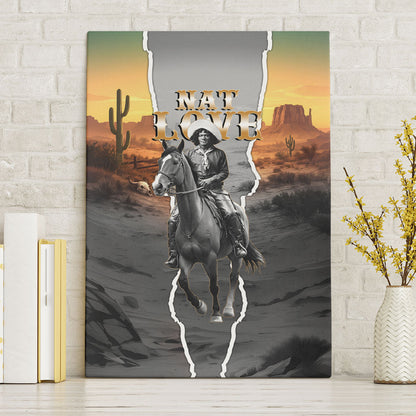 Nat Love Deadwood Dick Legendary Black Cowboy Canvas Wall Art Western Frontier Style With Native Southwest Pattern