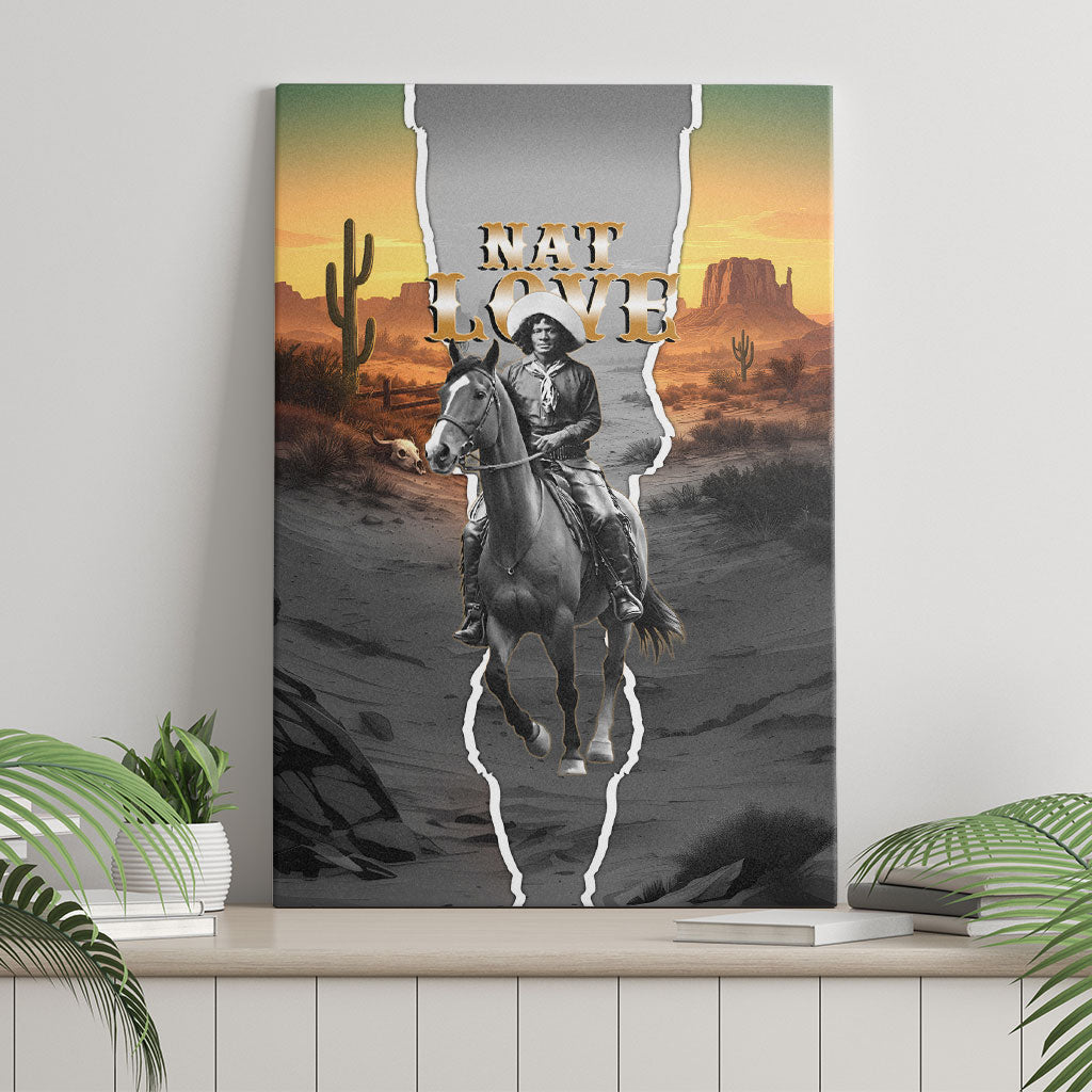 Nat Love Deadwood Dick Legendary Black Cowboy Canvas Wall Art Western Frontier Style With Native Southwest Pattern