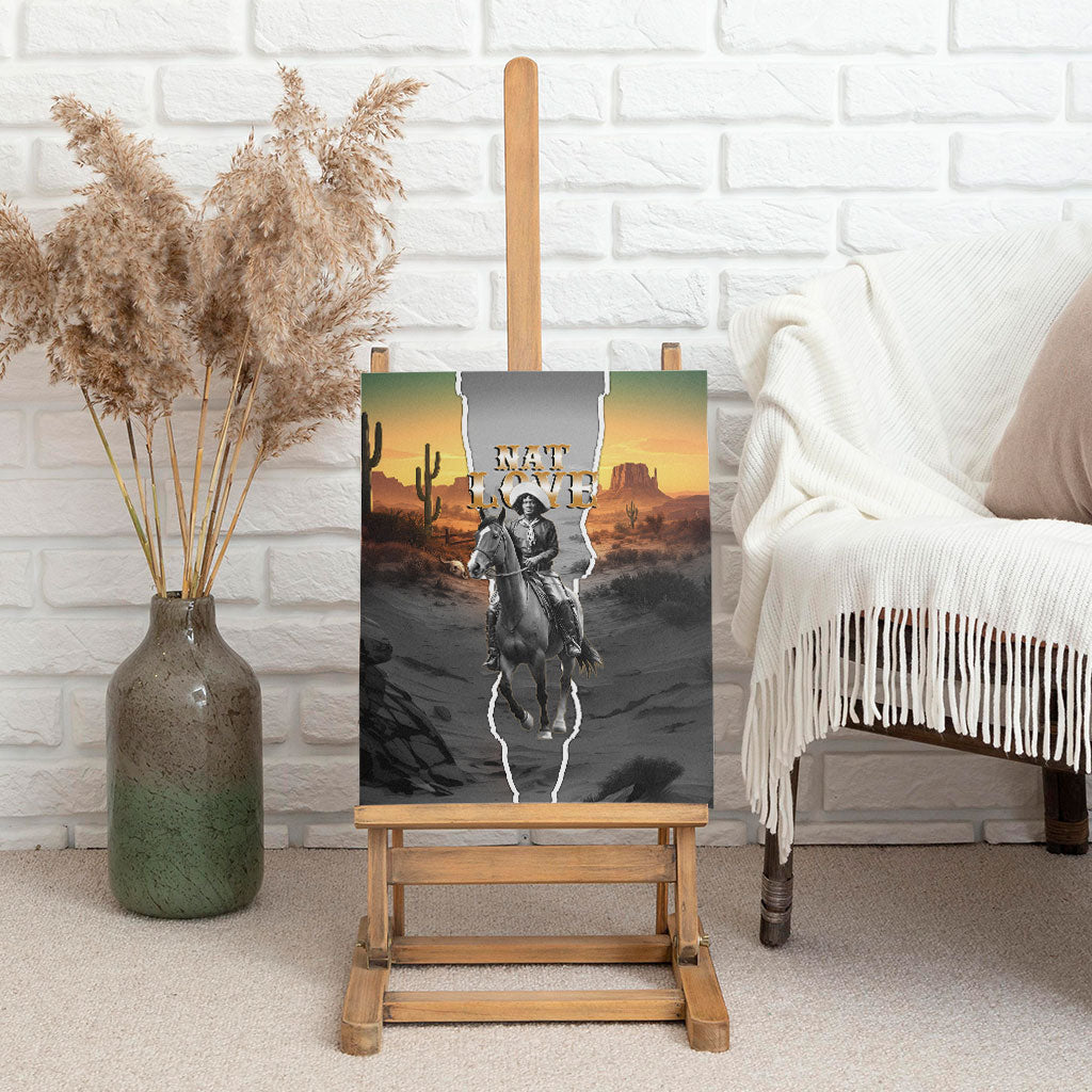 Nat Love Deadwood Dick Legendary Black Cowboy Canvas Wall Art Western Frontier Style With Native Southwest Pattern