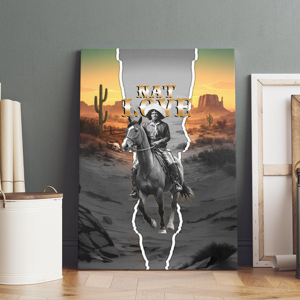 Nat Love Deadwood Dick Legendary Black Cowboy Canvas Wall Art Western Frontier Style With Native Southwest Pattern