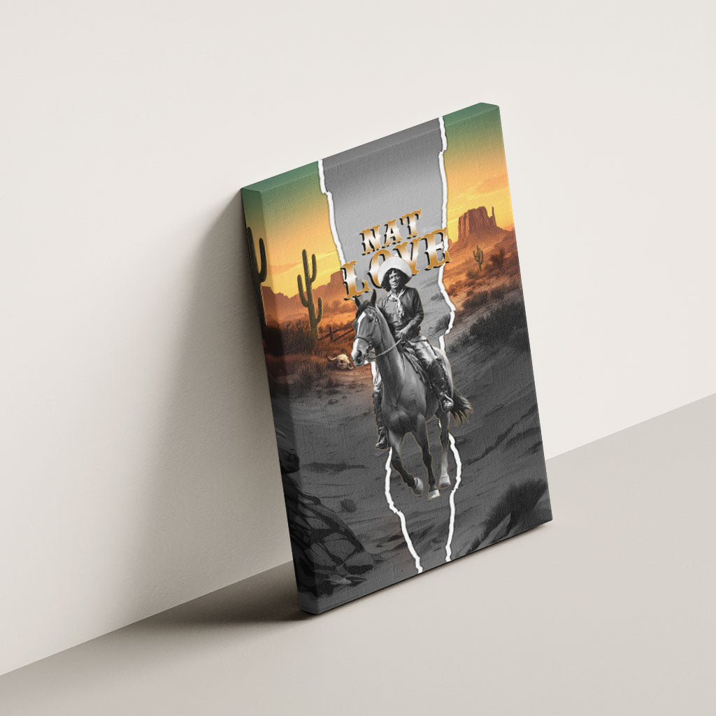 Nat Love Deadwood Dick Legendary Black Cowboy Canvas Wall Art Western Frontier Style With Native Southwest Pattern