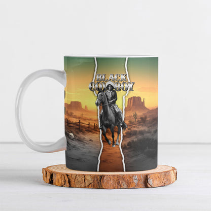 Nat Love Deadwood Dick Legendary Black Cowboy Ceramic Mug Western Frontier Style With Native Southwest Pattern