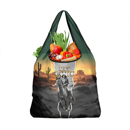 Nat Love Deadwood Dick Legendary Black Cowboy Grocery Bag Western Frontier Style With Native Southwest Pattern