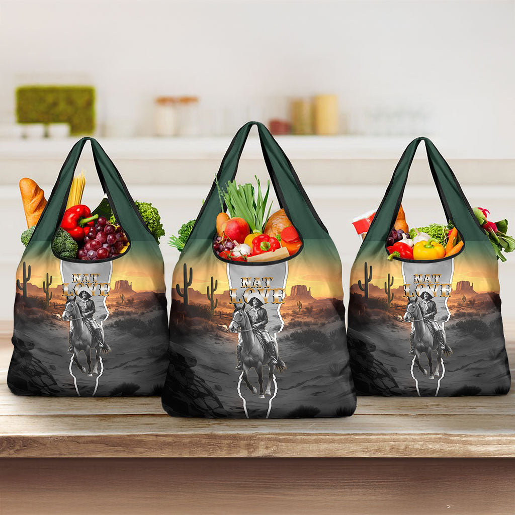 Nat Love Deadwood Dick Legendary Black Cowboy Grocery Bag Western Frontier Style With Native Southwest Pattern