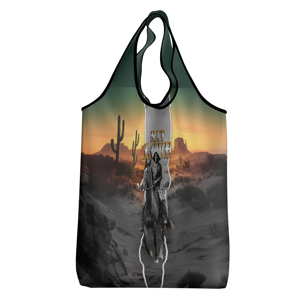 Nat Love Deadwood Dick Legendary Black Cowboy Grocery Bag Western Frontier Style With Native Southwest Pattern