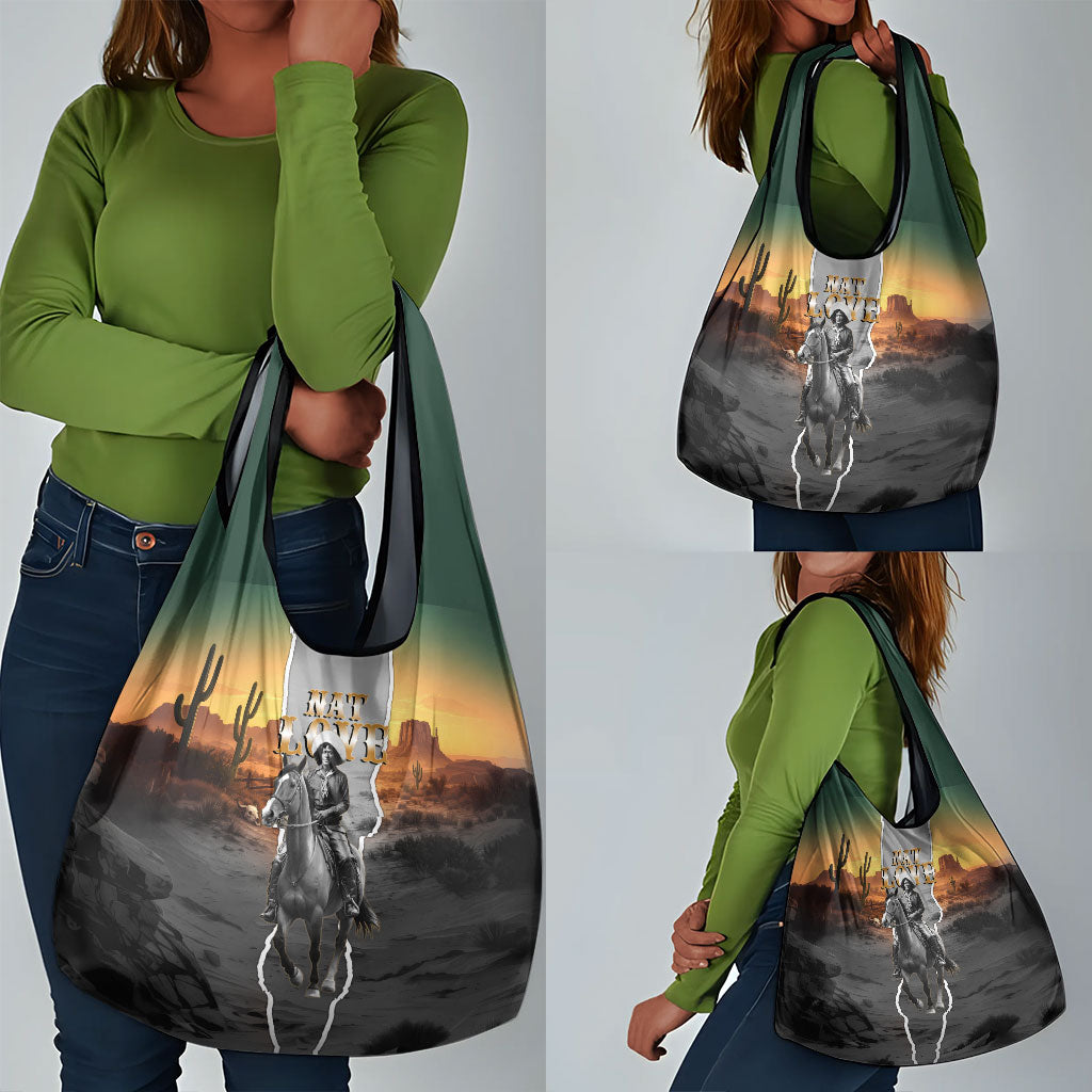 Nat Love Deadwood Dick Legendary Black Cowboy Grocery Bag Western Frontier Style With Native Southwest Pattern
