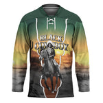 Nat Love Deadwood Dick Legendary Black Cowboy Hockey Jersey Western Frontier Style With Native Southwest Pattern