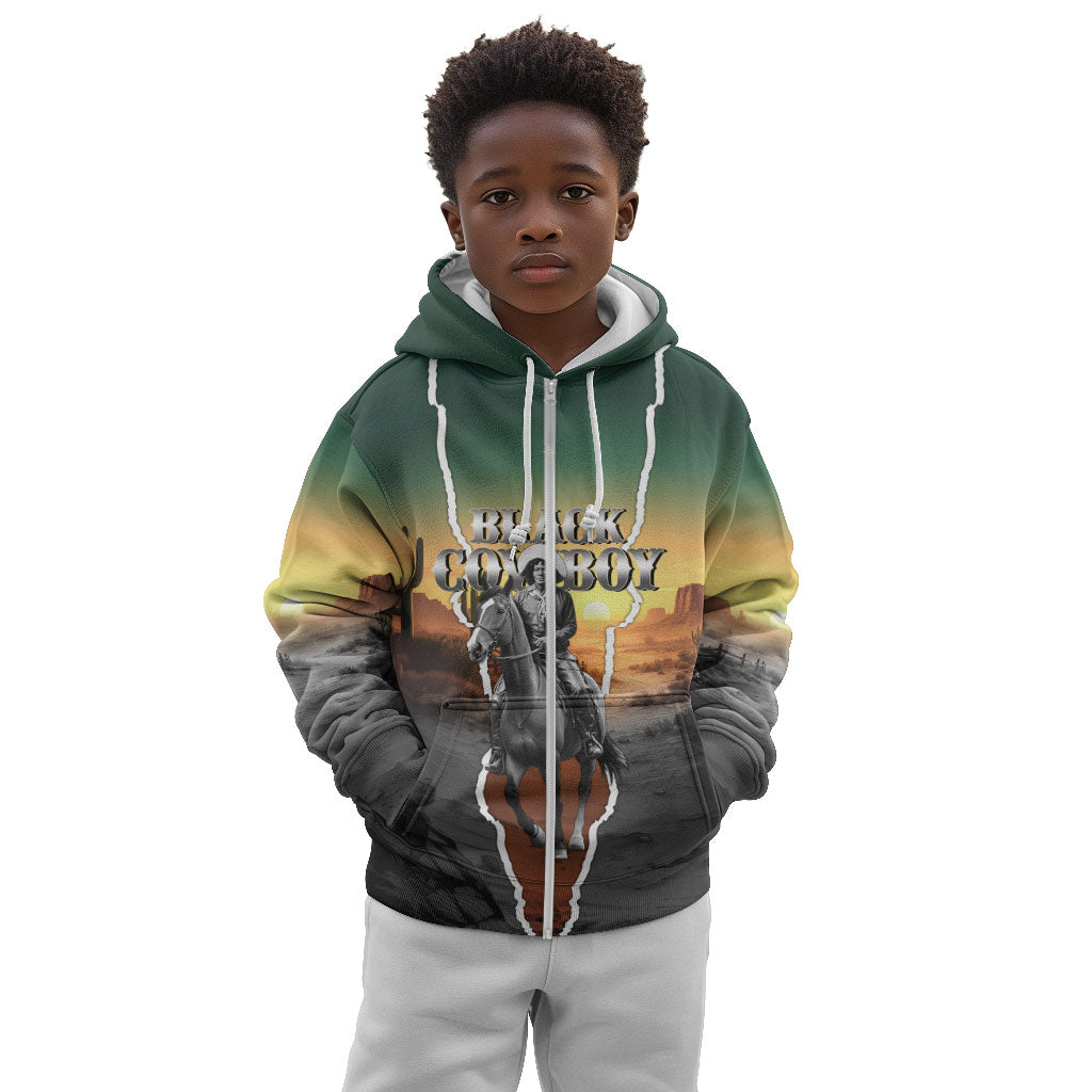 Nat Love Deadwood Dick Legendary Black Cowboy Kid Hoodie Western Frontier Style With Native Southwest Pattern