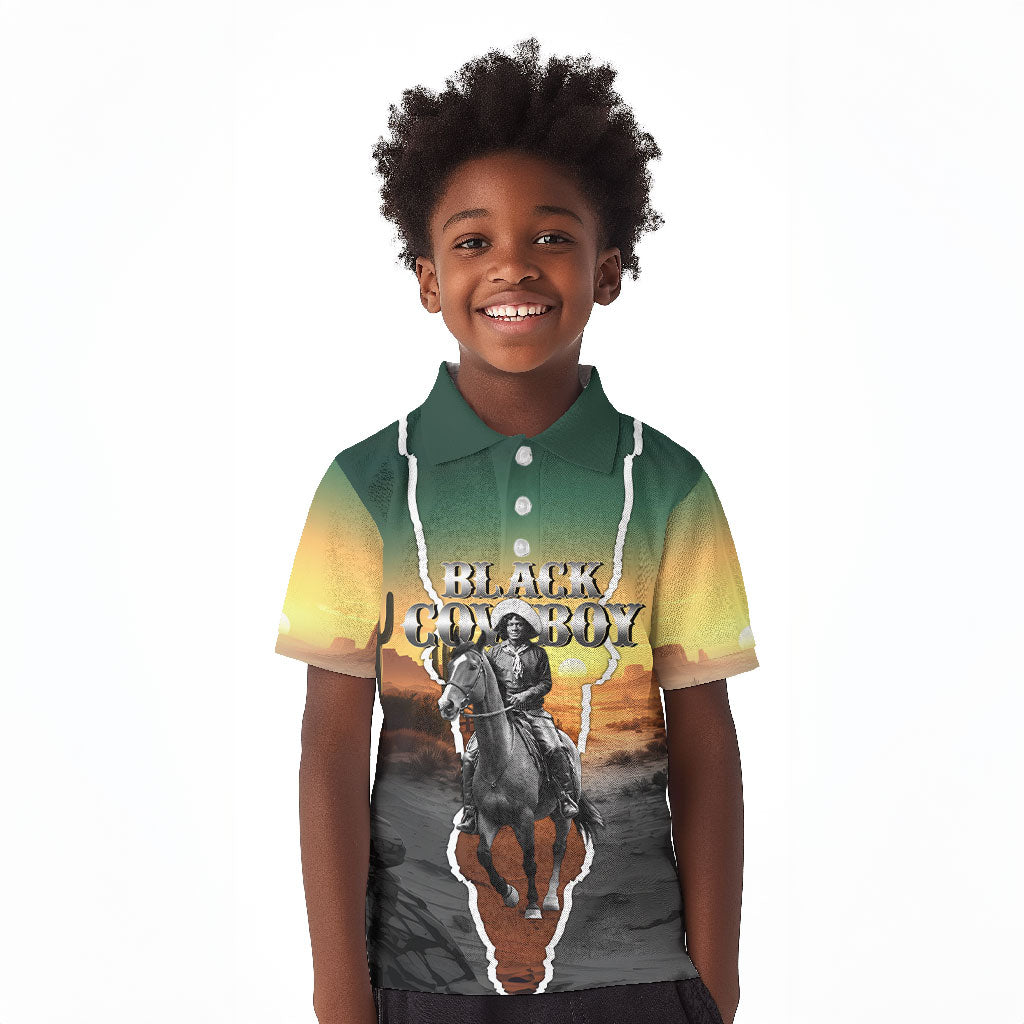 Nat Love Deadwood Dick Legendary Black Cowboy Kid Polo Shirt Western Frontier Style With Native Southwest Pattern