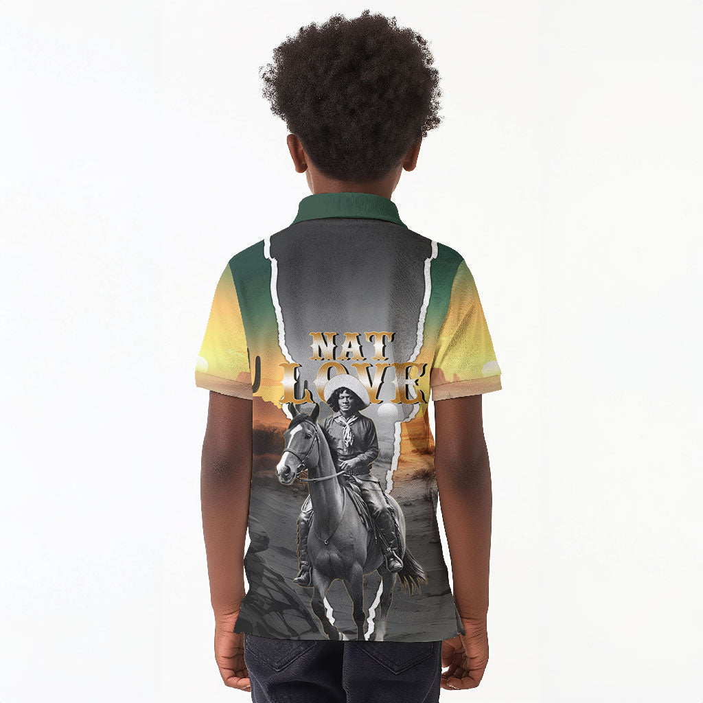 Nat Love Deadwood Dick Legendary Black Cowboy Kid Polo Shirt Western Frontier Style With Native Southwest Pattern