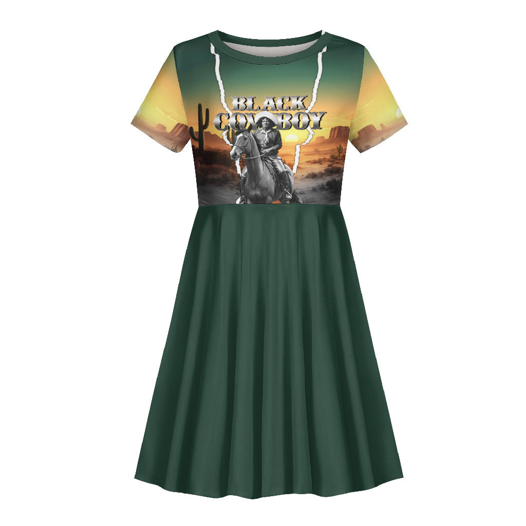 Nat Love Deadwood Dick Legendary Black Cowboy Kid Short Sleeve Dress Western Frontier Style With Native Southwest Pattern