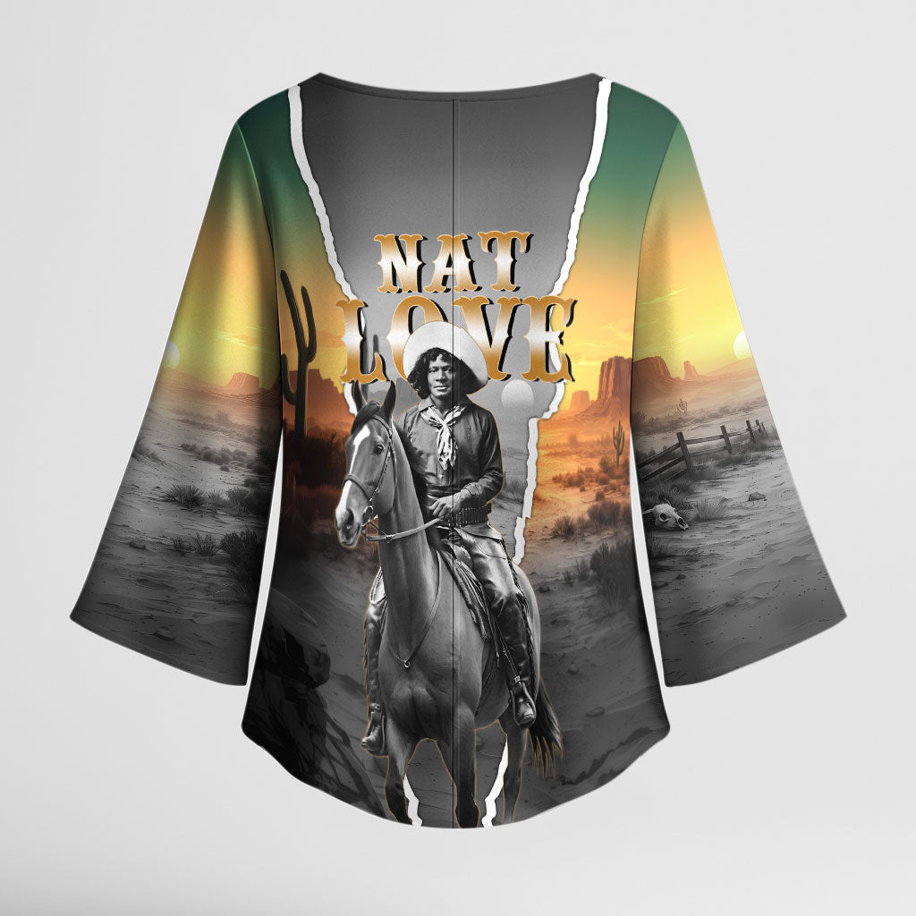 Nat Love Deadwood Dick Legendary Black Cowboy Kimono Sleeve Blouse Western Frontier Style With Native Southwest Pattern