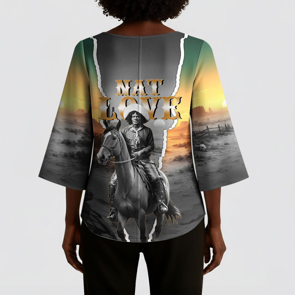 Nat Love Deadwood Dick Legendary Black Cowboy Kimono Sleeve Blouse Western Frontier Style With Native Southwest Pattern