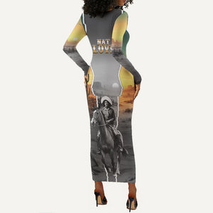 Nat Love Deadwood Dick Legendary Black Cowboy Long Sleeve Bodycon Dress Western Frontier Style With Native Southwest Pattern