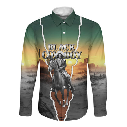 Nat Love Deadwood Dick Legendary Black Cowboy Long Sleeve Button Shirt Western Frontier Style With Native Southwest Pattern