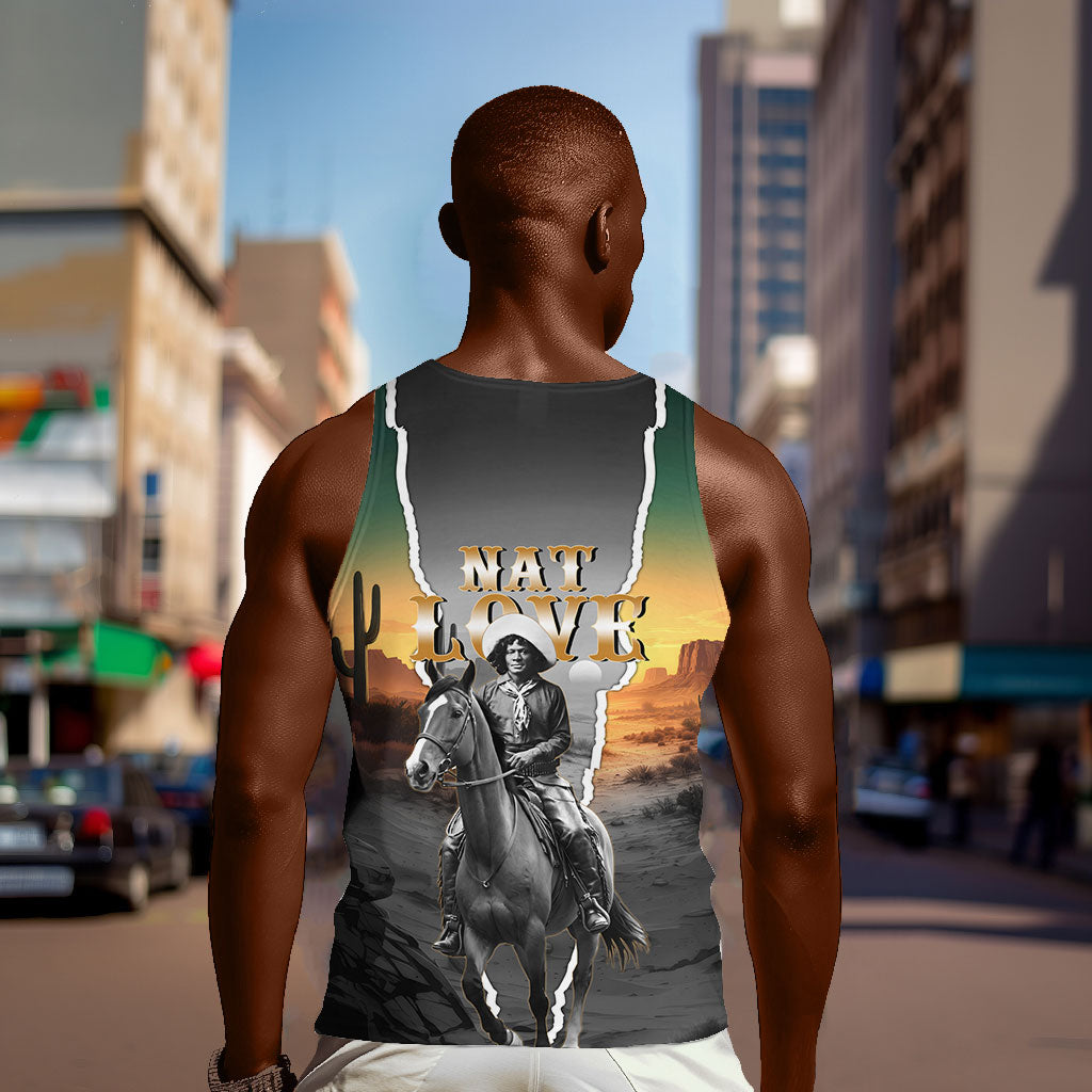 Nat Love Deadwood Dick Legendary Black Cowboy Men Tank Top Western Frontier Style With Native Southwest Pattern